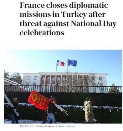 Франция затвори дипломатическите си мисии в Турция
