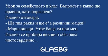 Урок за семейството в клас. Въпросът...