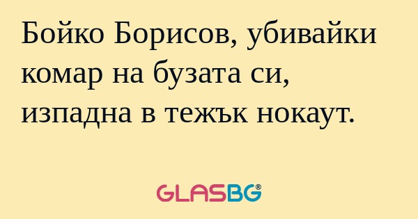Бойко Борисов, убивайки комар на...