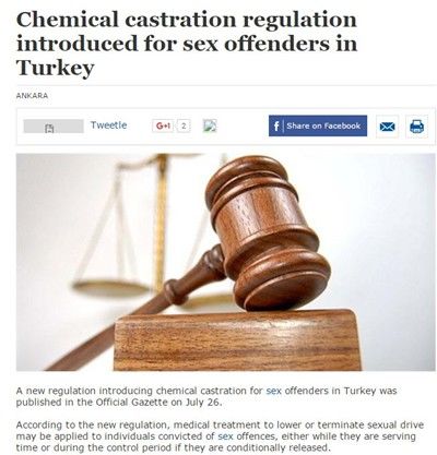 Турция въведе химическа кастрация за сексуални престъпници