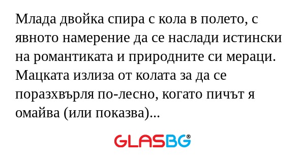 Млада двойка спира с кола в полето...