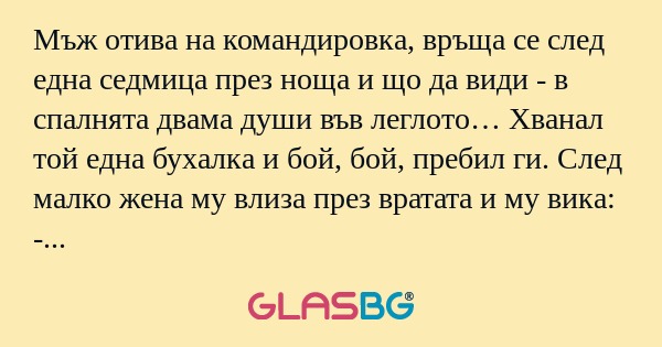 Мъж отива на командировка, връща...