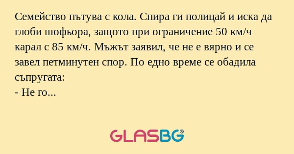 Семейство пътува с кола. Спира...