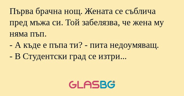 Първа брачна нощ. Жената се съблича...