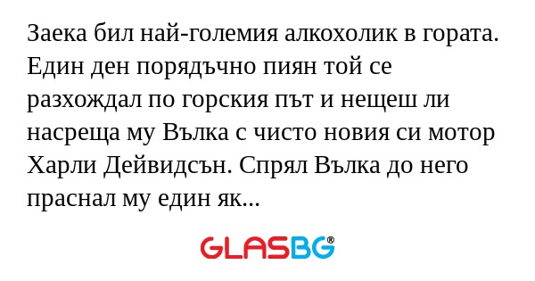 Заека бил най-големия алкохолик...