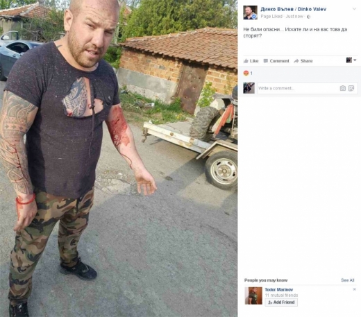 Динко изплаши всичко живо, появи се облян в кръв и с разкъсана тениска (СНИМКА)