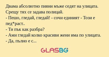 Двама абсолютно пияни мъже седят...
