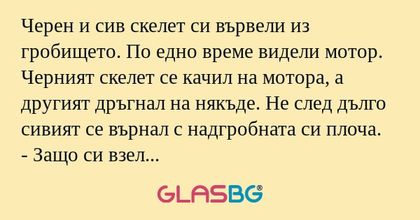Черен и сив скелет си вървели из...
