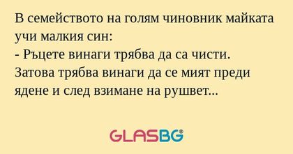 В семейството на голям чиновник...