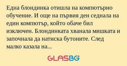 Една блондинка отишла на компютърно...