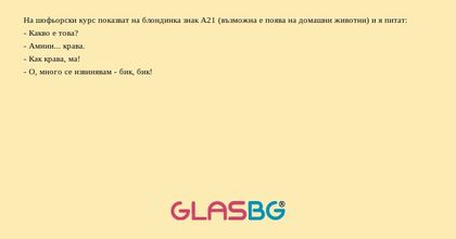 На шофьорски курс показват на блондинка...