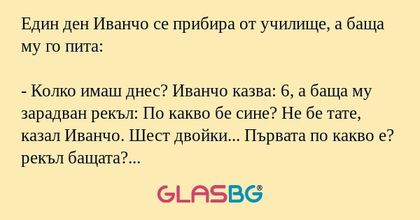 Един ден Иванчо се прибира от училище...