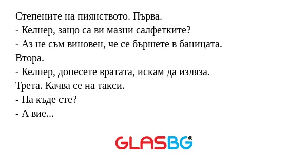 Степените на пиянството. Първа...