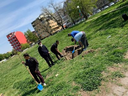 Протестиращи от квартал Кършияка в Пловдив започнаха мащабно залесяване в частния парк зад хотел Санкт Петербург
