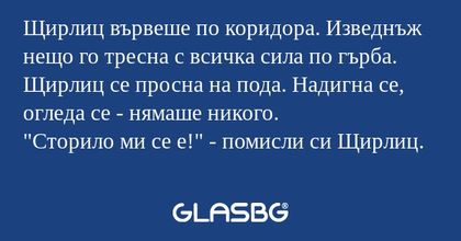 Щирлиц вървеше по коридора. Изведнъж...