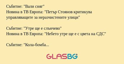 Събитие: "Вали сняг" Новина в ТВ...