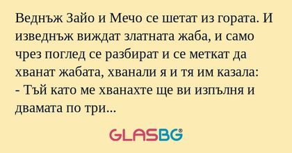 Веднъж Зайо и Мечо се шетат из...