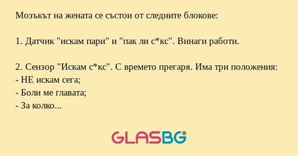 Мозъкът на жената се състои от...