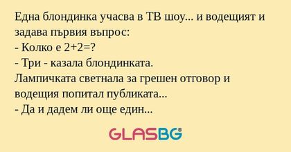 Една блондинка учасва в ТВ шоу...