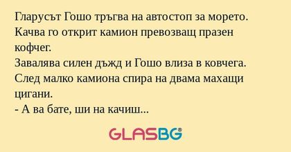 Гларусът Гошо тръгва на автостоп...