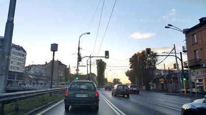 София: Полицейски патрул е разположен на последния светофар преди околовръстния път, посока центъра на столицата
