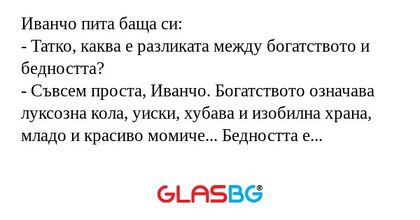 Иванчо пита баща си: - Татко, каква...