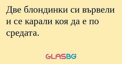 Две блондинки си вървели и се карали...