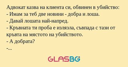 Адвокат казва на клиента си, обвинен...