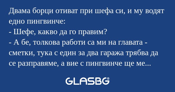 Двама борци отиват при шефа си...