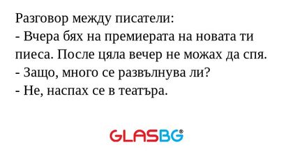Разговор между писатели: - Вчера...