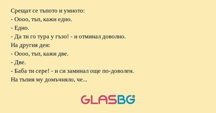 Срещат се тъпото и умното: - Оооо...