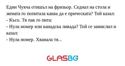 Един Чукча отишъл на фризьор. Седнал...