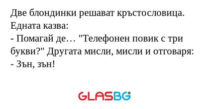 Две блондинки решават кръстословица...