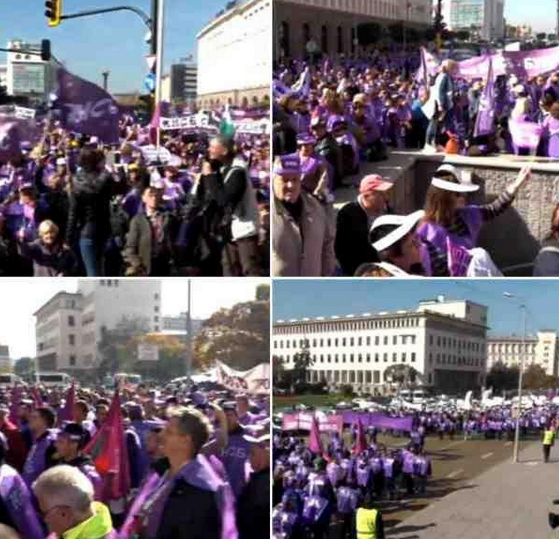 Близо 10 000 души на протеста срещу работодателите с първа победа - социалният министър с обещание, че няма да се променят правилата за болничните