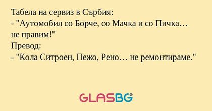 Табела на сервиз в Сърбия: -