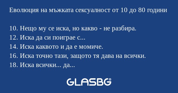 Еволюция на мъжката сексуалност от 10 до 80 години.