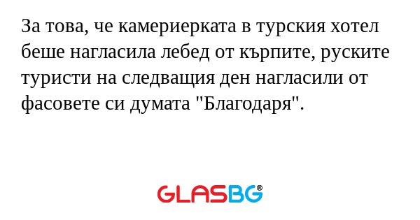За това, че камериерката в турския...