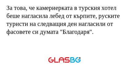 За това, че камериерката в турския...