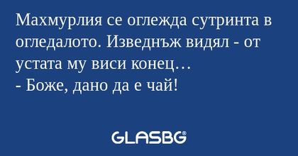 Махмурлия се оглежда сутринта в...