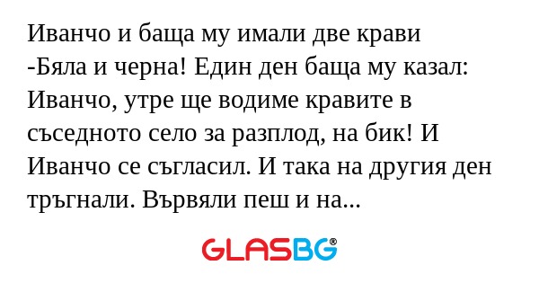 Иванчо и баща му имали две крави...