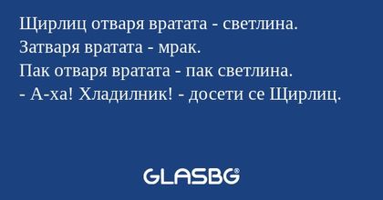Щирлиц отваря вратата - светлина...