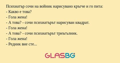 Психиатър сочи на войник нарисувано...