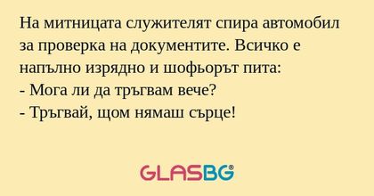 На митницата служителят спира автомобил...