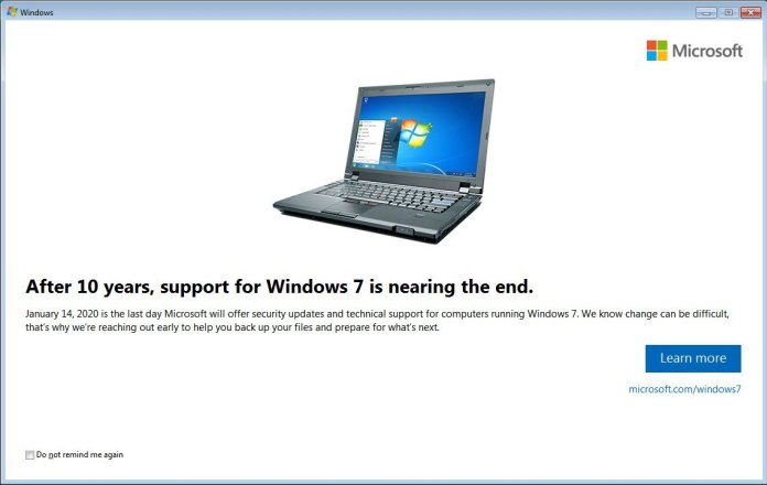 Windows 7 започна да предупреждава за приключването на поддръжката