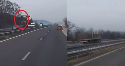 Потресаващи кадри от магистралата край Варна! Камион лети със 100 км в час в насрещното