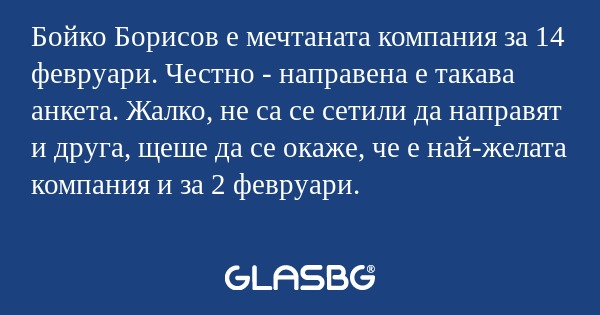 Бойко Борисов е мечтаната компания...