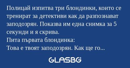 Полицай изпитва три блондинки...