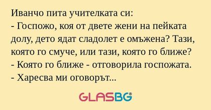 Иванчо пита учителката си: - Госпожо...
