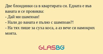 Две блондинки са в квартирата си...
