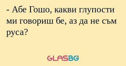 Абе Гошо, какви глупости ми говориш...
